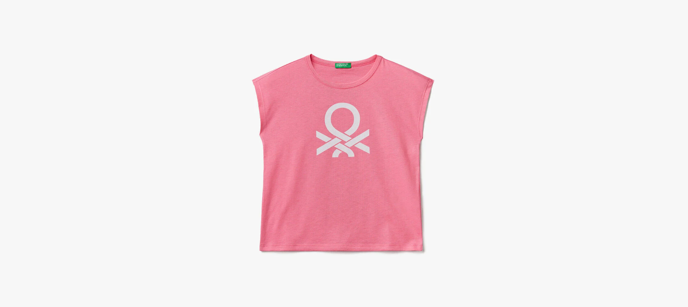 Kız Çocuk Pembe Simli Benetton Yazılı Yaz T-Shirt