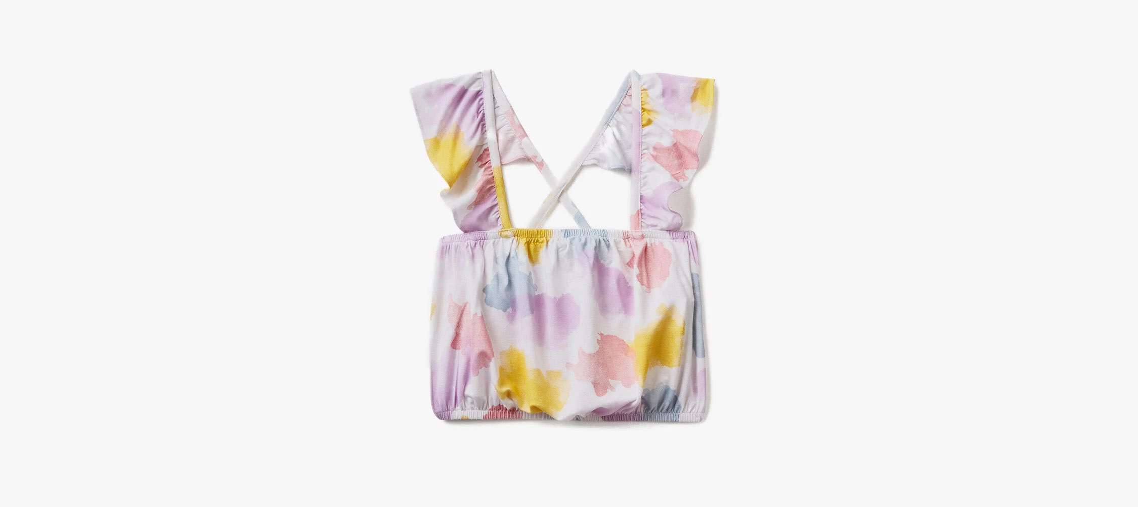 Kız Çocuk Renkli Mix Batik Efektli Viskon Crop Bluz