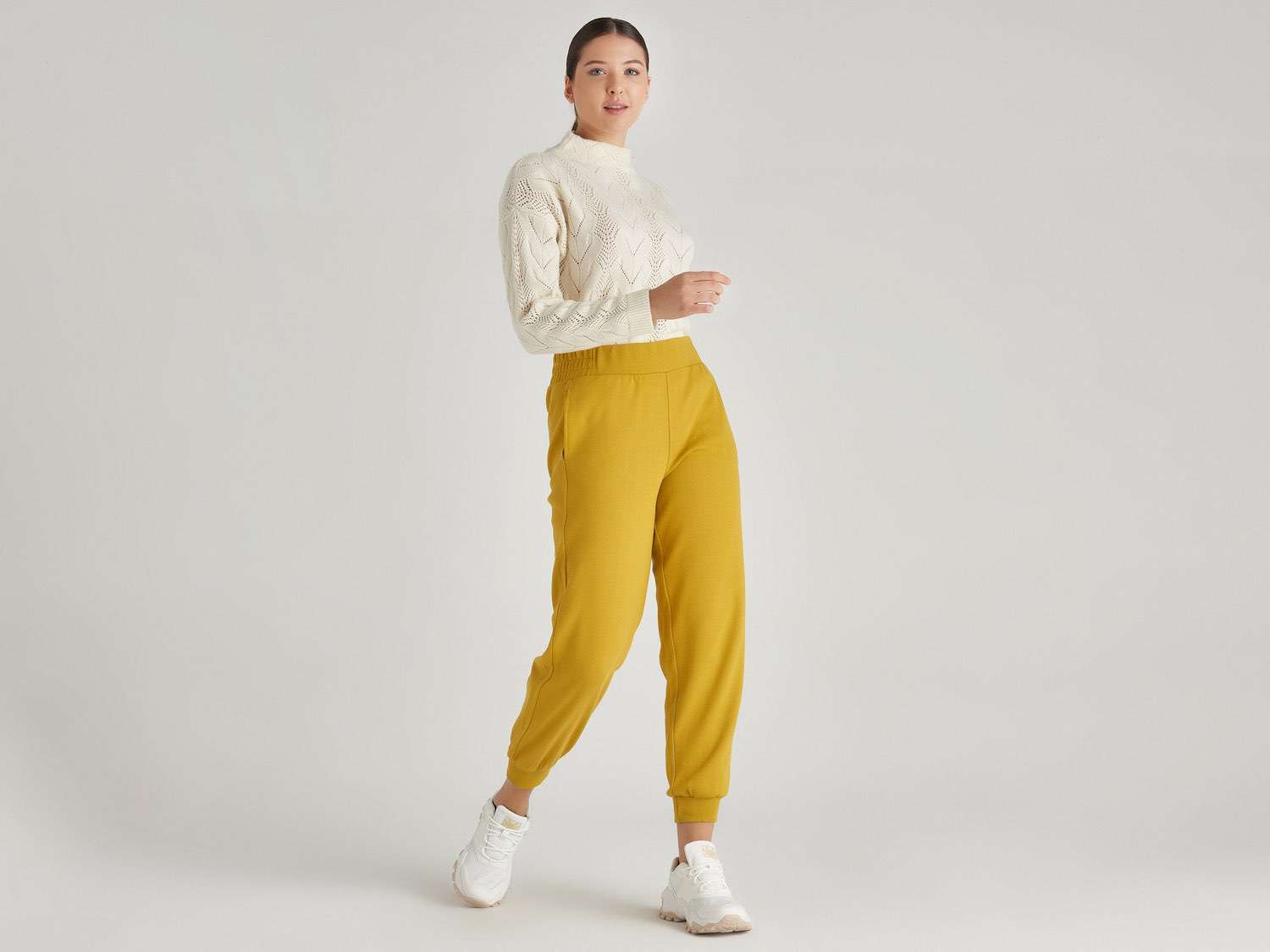 Benetton Kadın Sarı Yeşil Jersey Eşofman Altı. 1