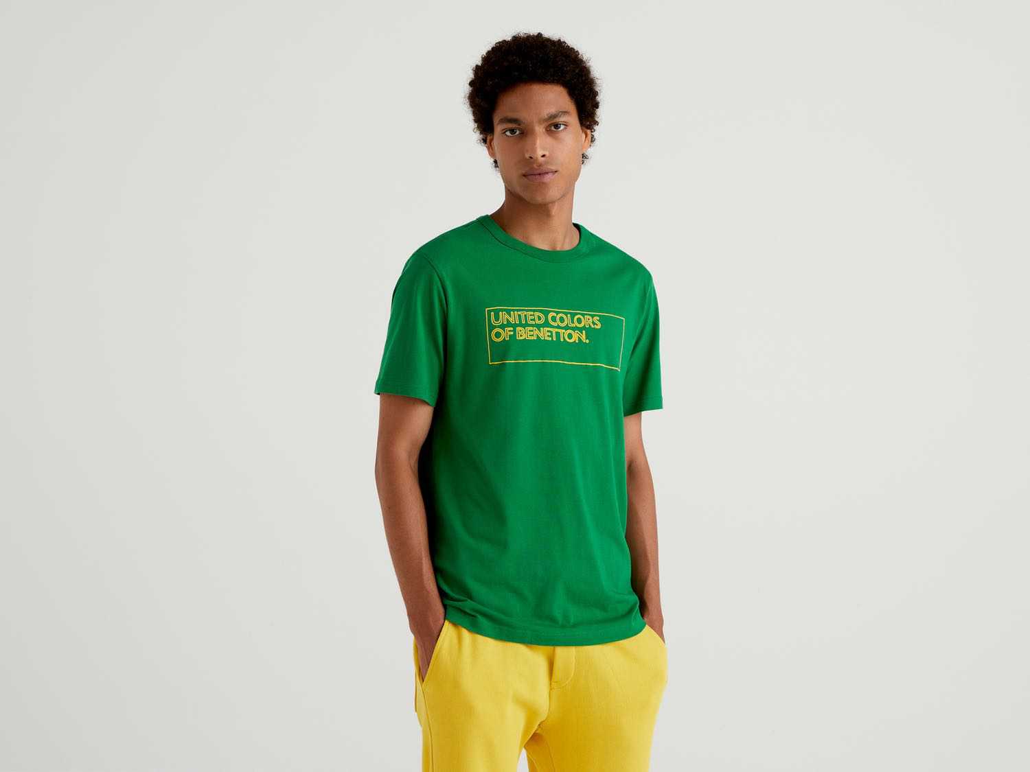 Benetton Erkek Ördek Başı Logo Baskılı Organik Pamuklu Tshirt. 1