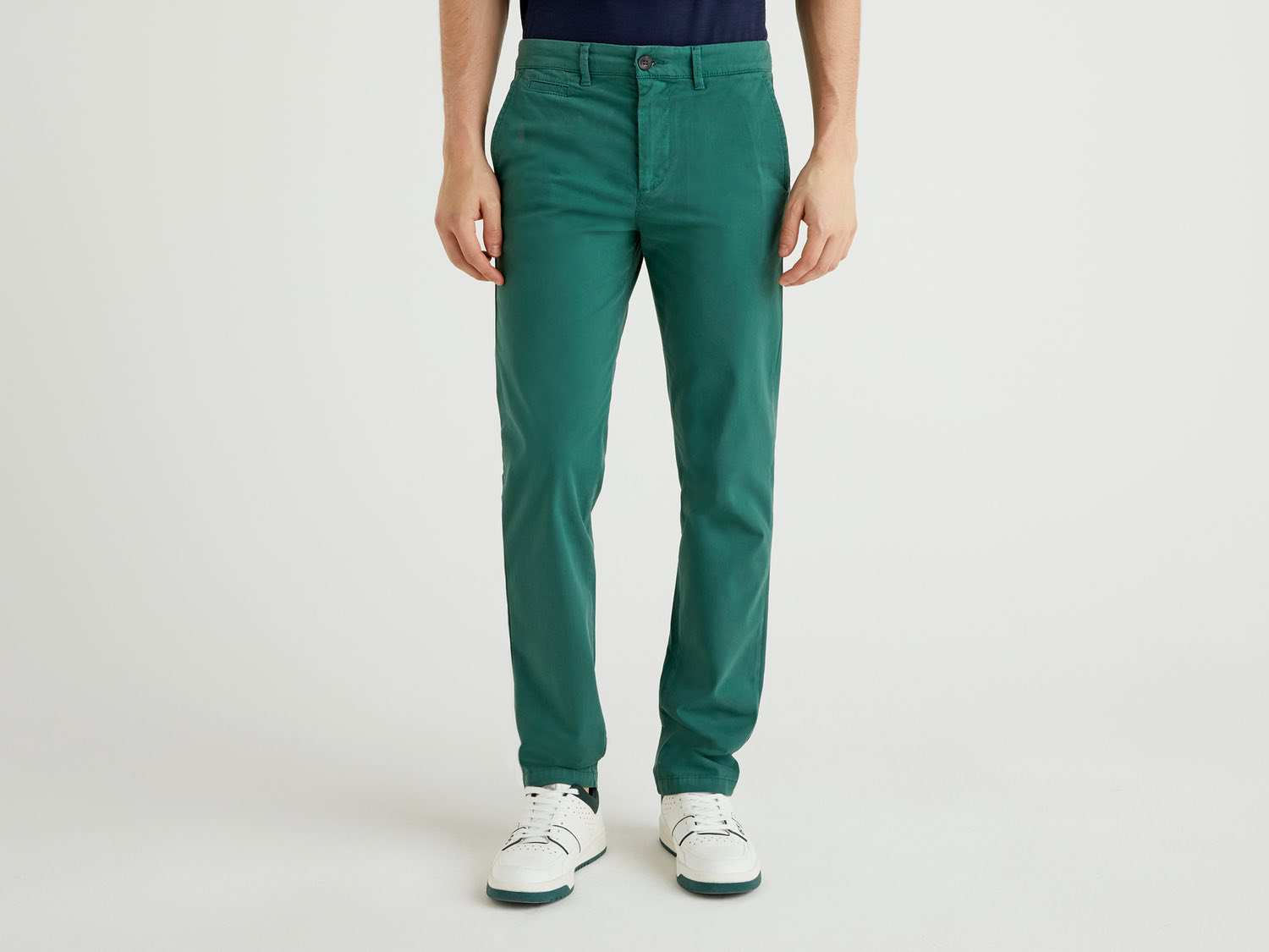 Benetton Erkek Yeşil Slim Fit Chino Pantolon. 1