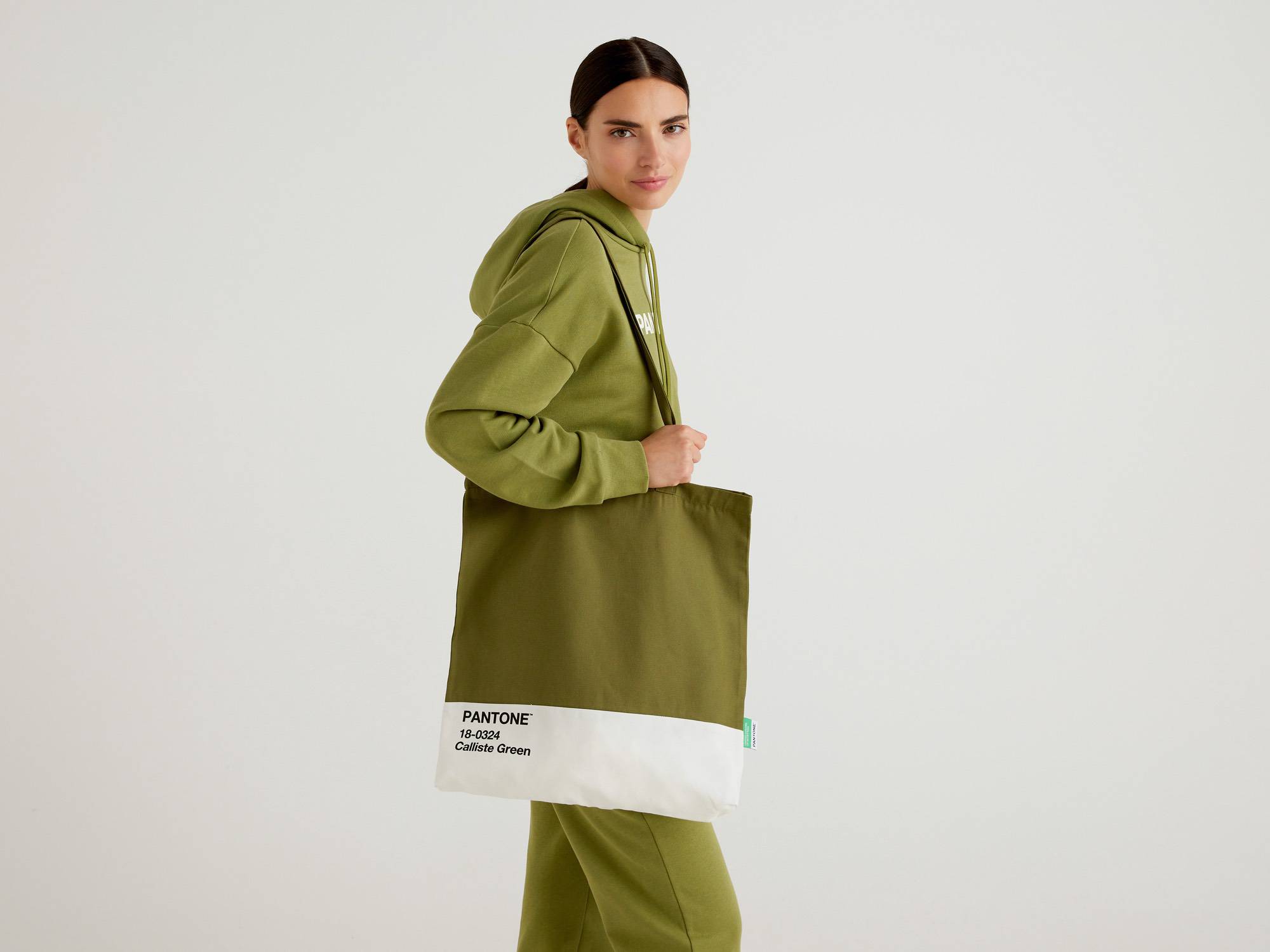 Benetton Kadın Haki Pantone Bez Çanta. 1