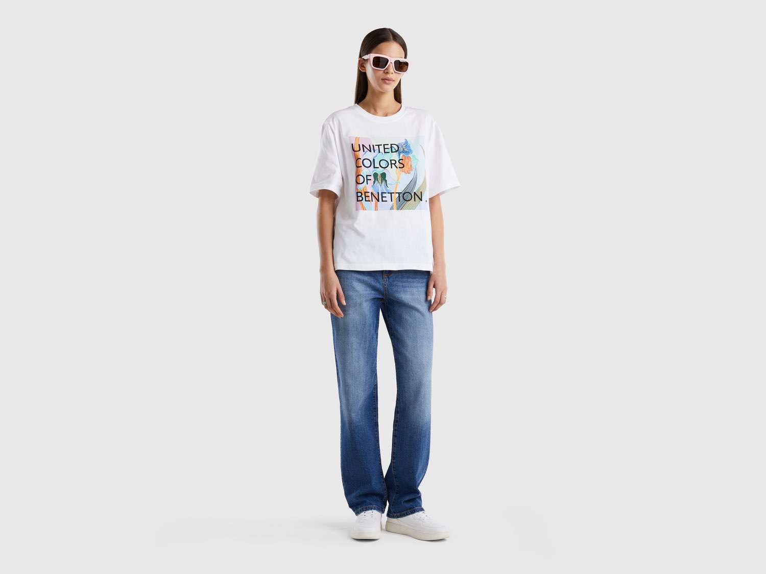 Benetton Kadın Mix Desenli UCB Baskılı T Shirt. 1