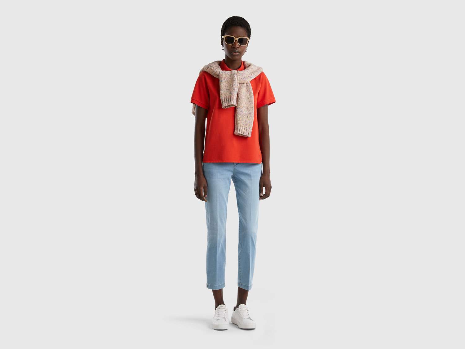 Benetton Kadın Kırmızı Polo Yaka T Shirt. 1 Benetton Kadın Kırmızı Polo Yaka T Shirt. 1