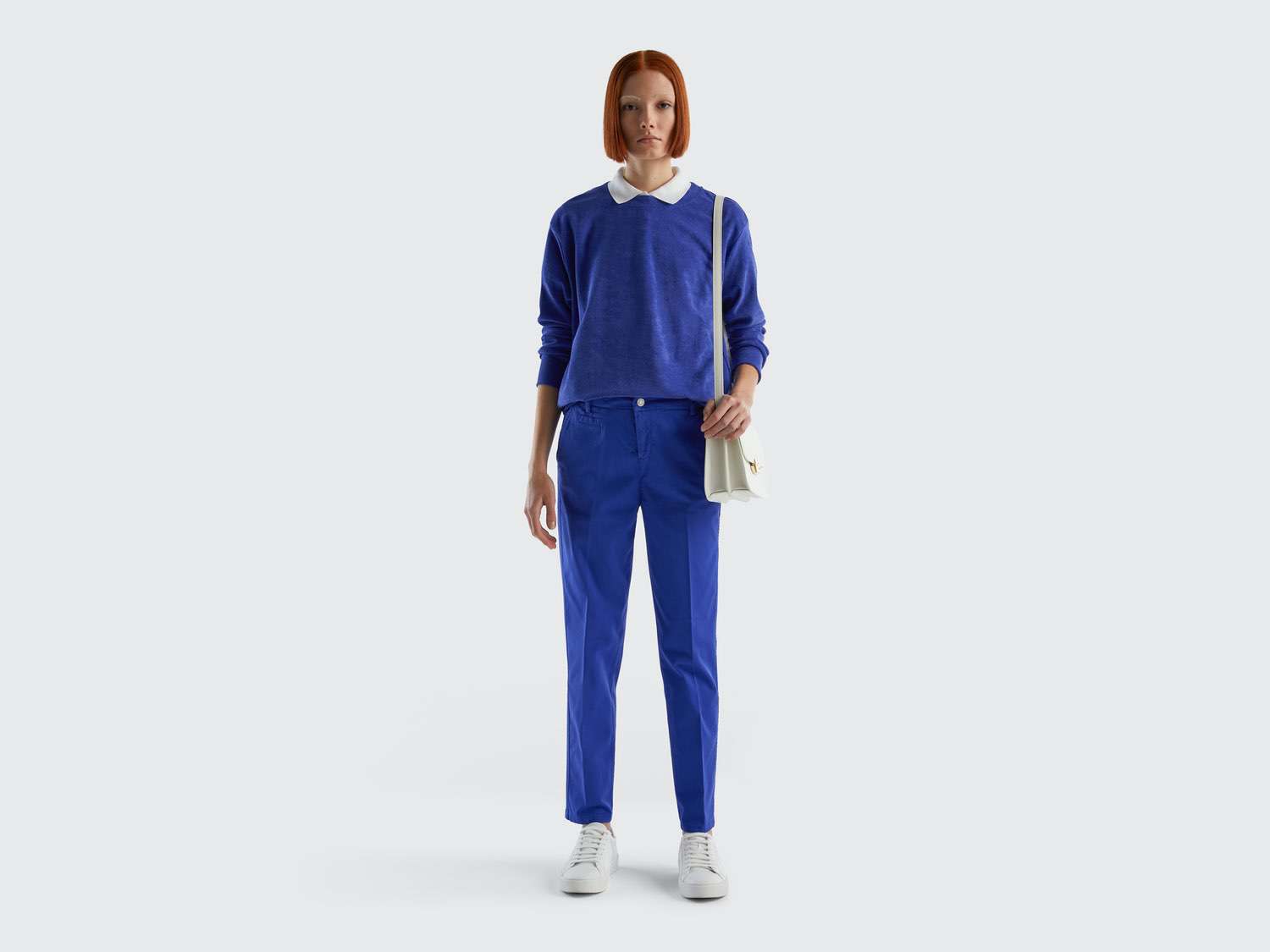 Benetton Kadın Mavi Elastanlı Basic Chino Pantolon. 1