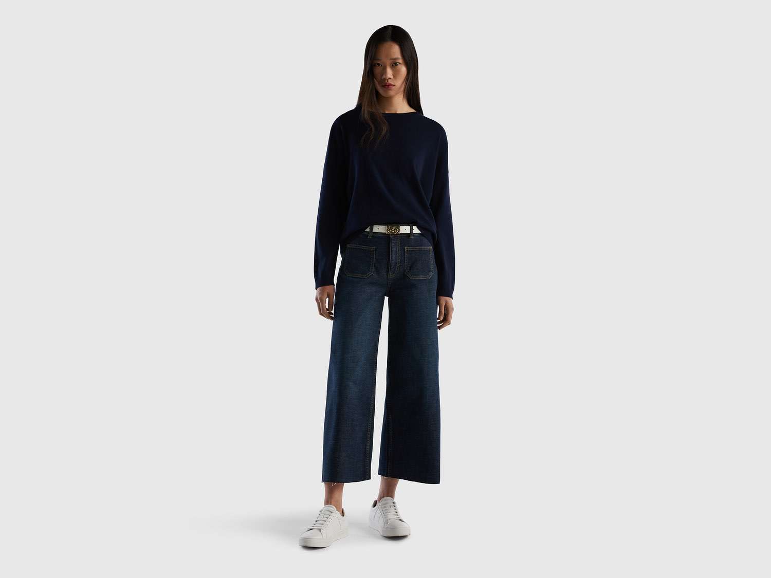 Benetton Kadın Mix Kısa Geniş Paça Denim Pantolon. 1 Benetton Kadın Mix Kısa Geniş Paça Denim Pantolon. 1
