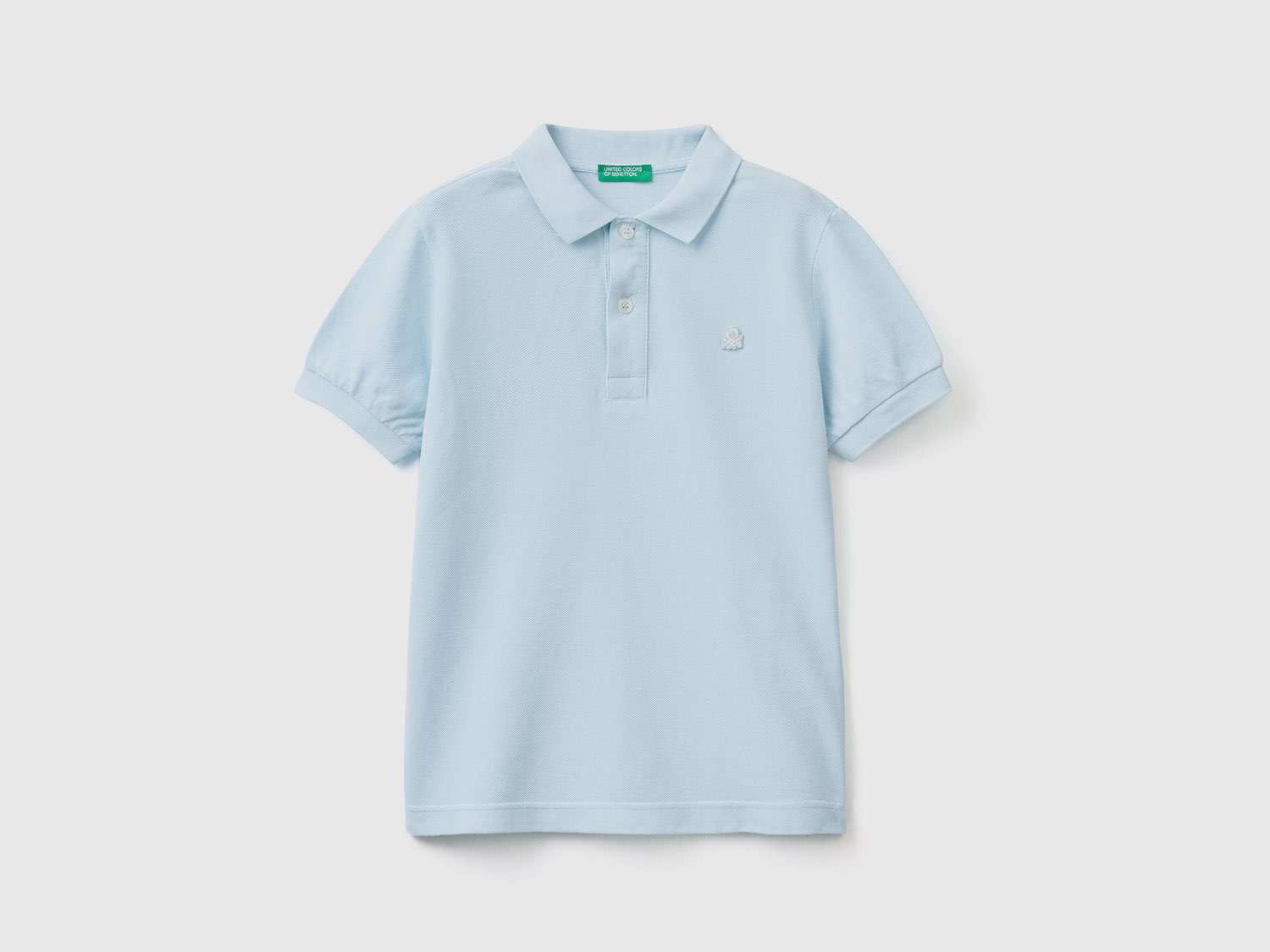 Benetton Erkek Çocuk Toz Mavi Logolu Polo T Shirt. 1