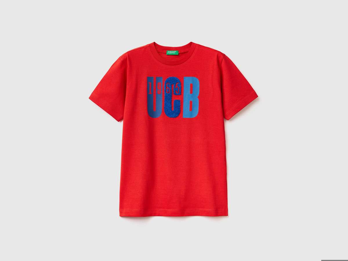 Benetton Erkek Çocuk Kırmızı Havlu Logo Baskılı T Shirt. 1