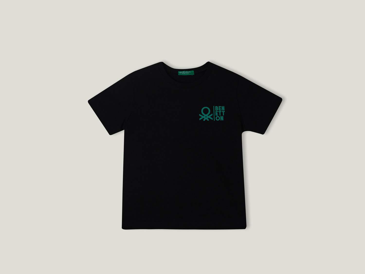 Benetton Erkek Çocuk Siyah Logolu T Shirt. 1