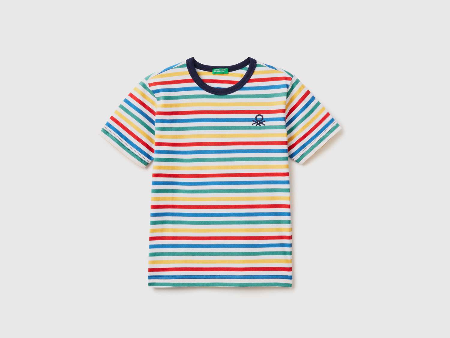 Benetton Erkek Çocuk Mix Logolu Çizgili T Shirt. 1