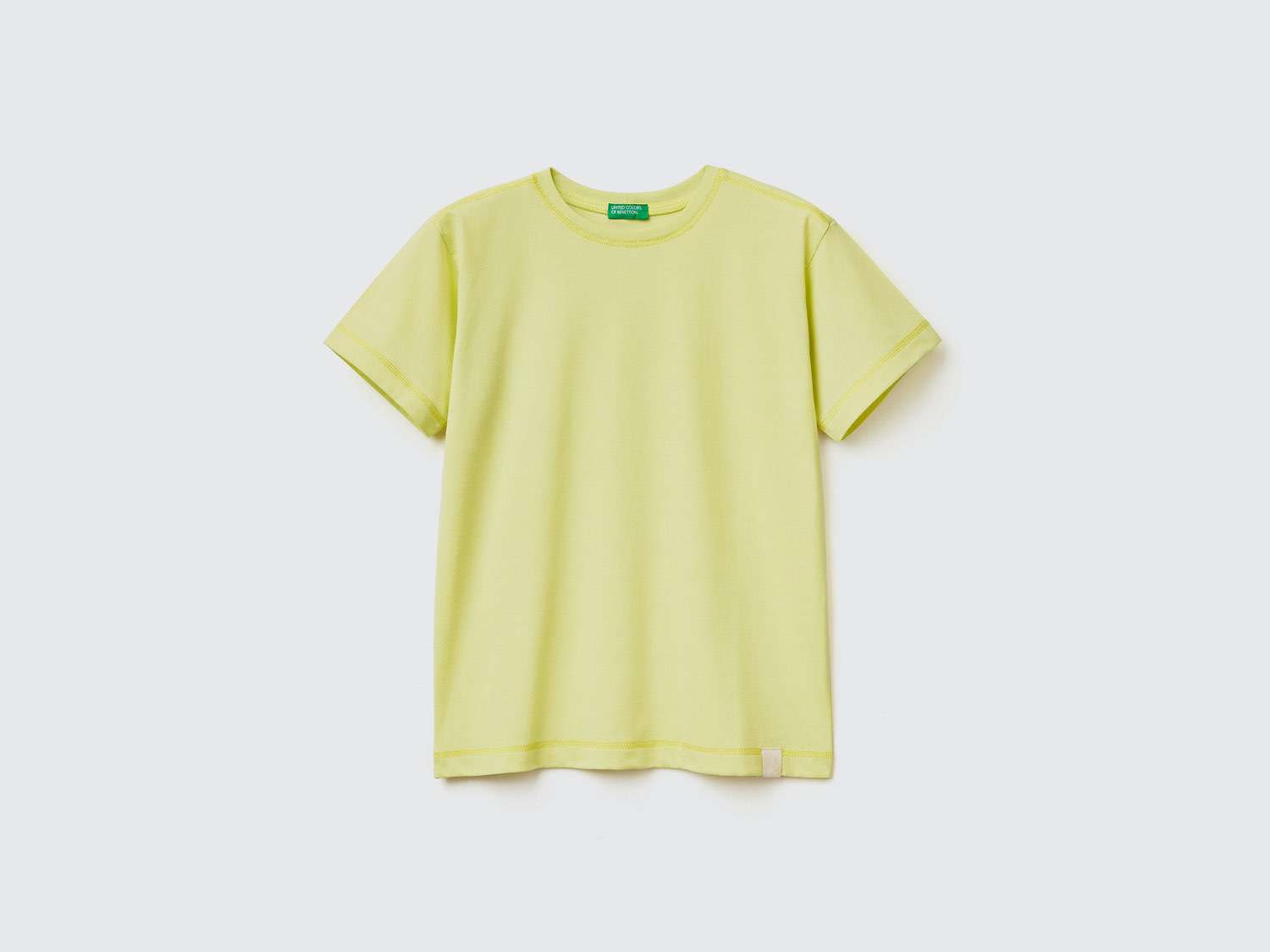 Benetton Erkek Çocuk Açık Sarı Organik Koton T Shirt. 1