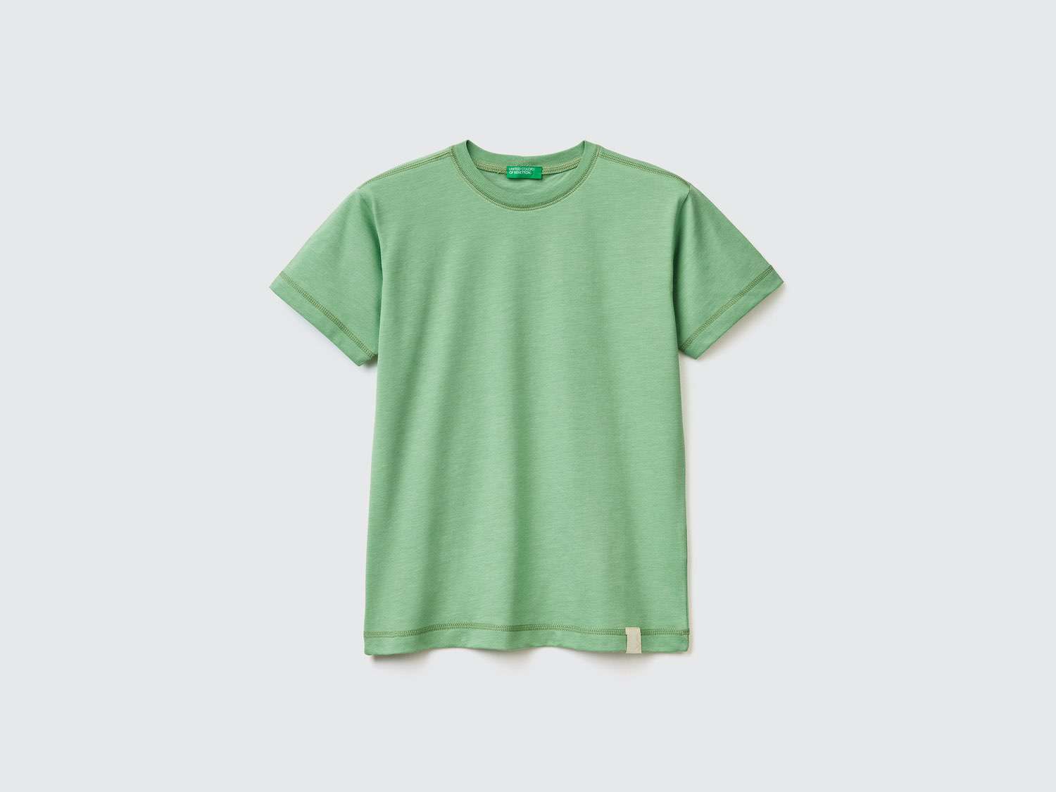 Benetton Erkek Çocuk Fıstık Yeşili Organik Koton T Shirt. 1