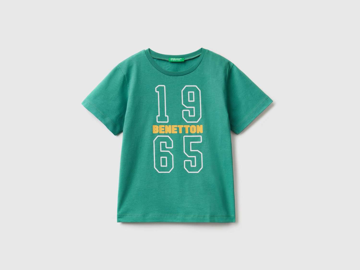 Benetton Erkek Çocuk Yeşil Benetton Yazılı T Shirt. 1