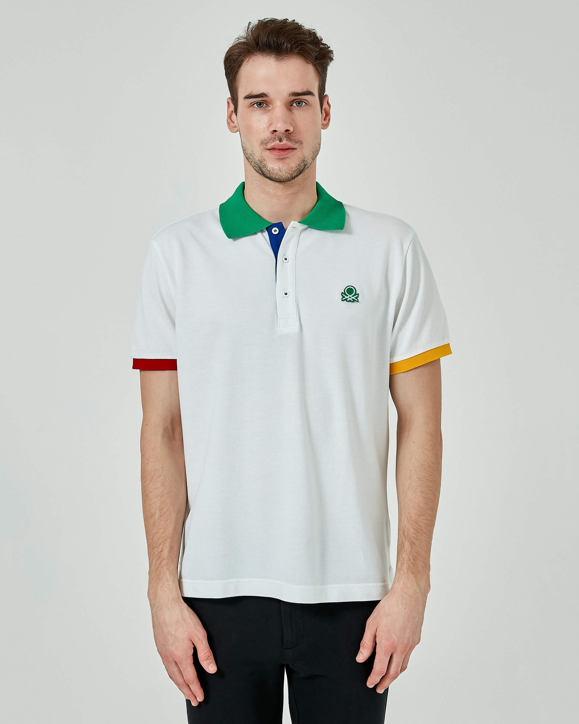 Benetton Kontrast Biyeli Polo Tshirt. 2