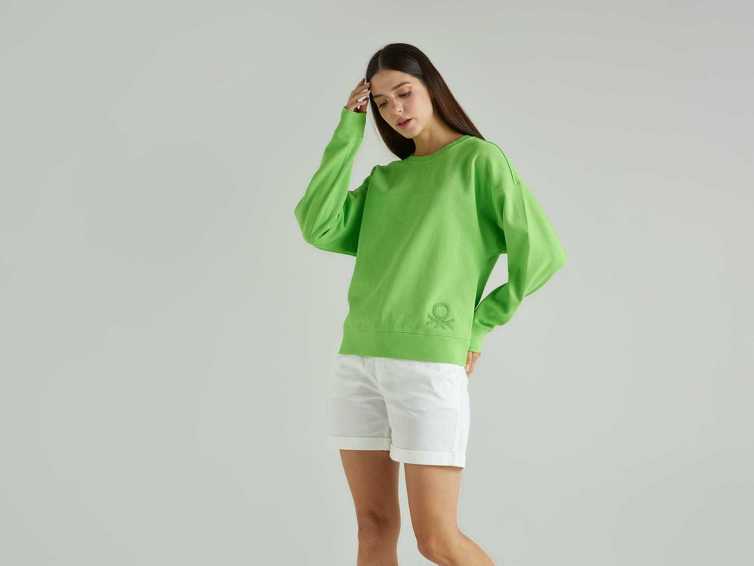 Benetton Logolu Crop Sweatshirt. 4