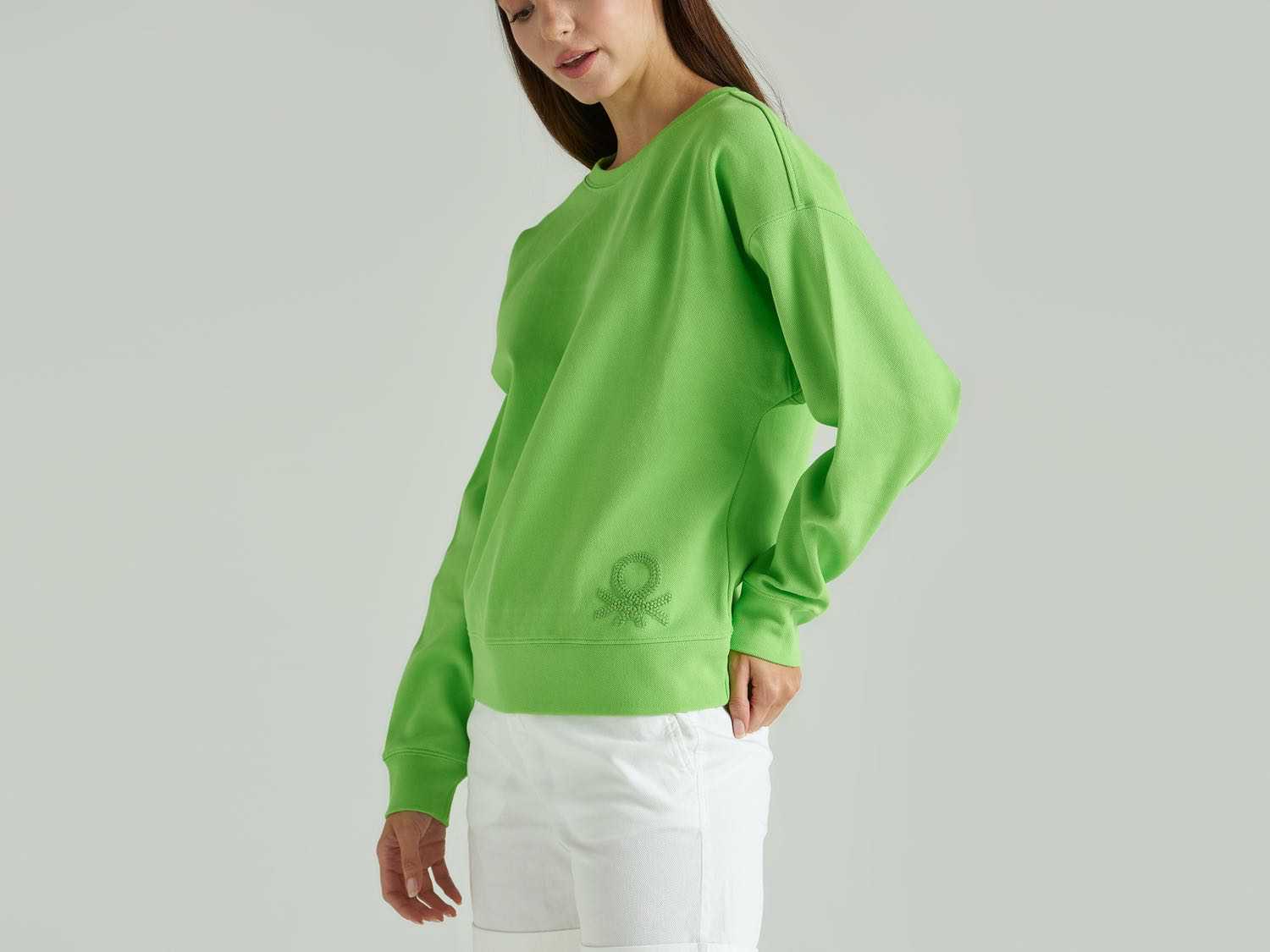 Benetton Logolu Crop Sweatshirt. 3