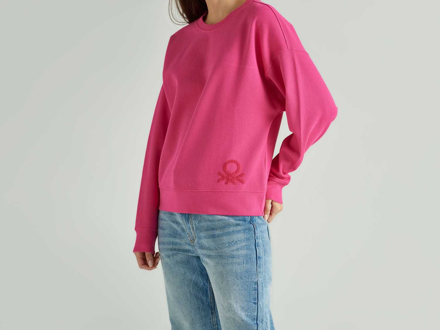 Benetton Logolu Crop Sweatshirt. 3