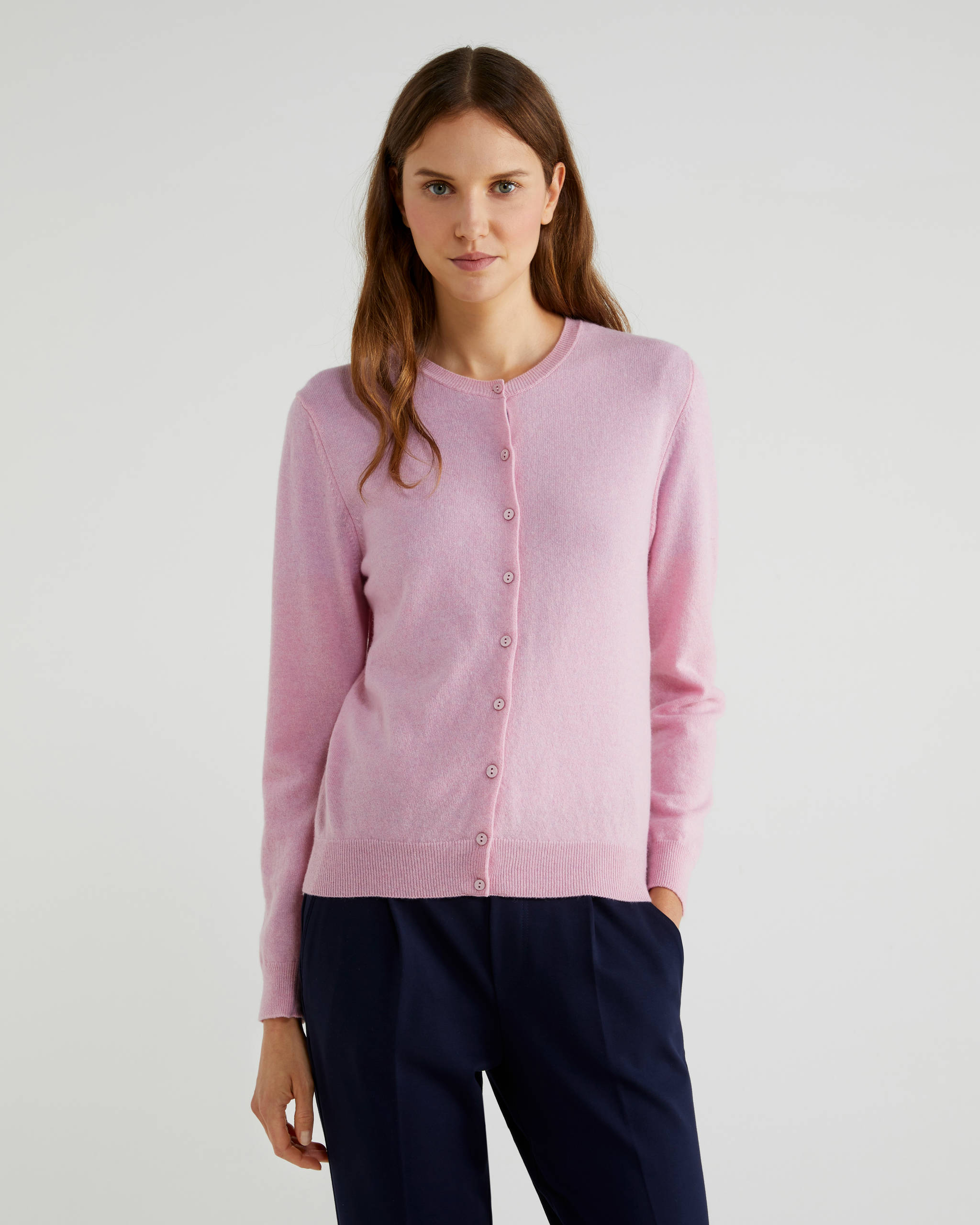 Benetton Kadın Pembe Melanj Bisiklet Yaka Merino Hırka. 1 Benetton Kadın Pembe Melanj Bisiklet Yaka Merino Hırka. 1