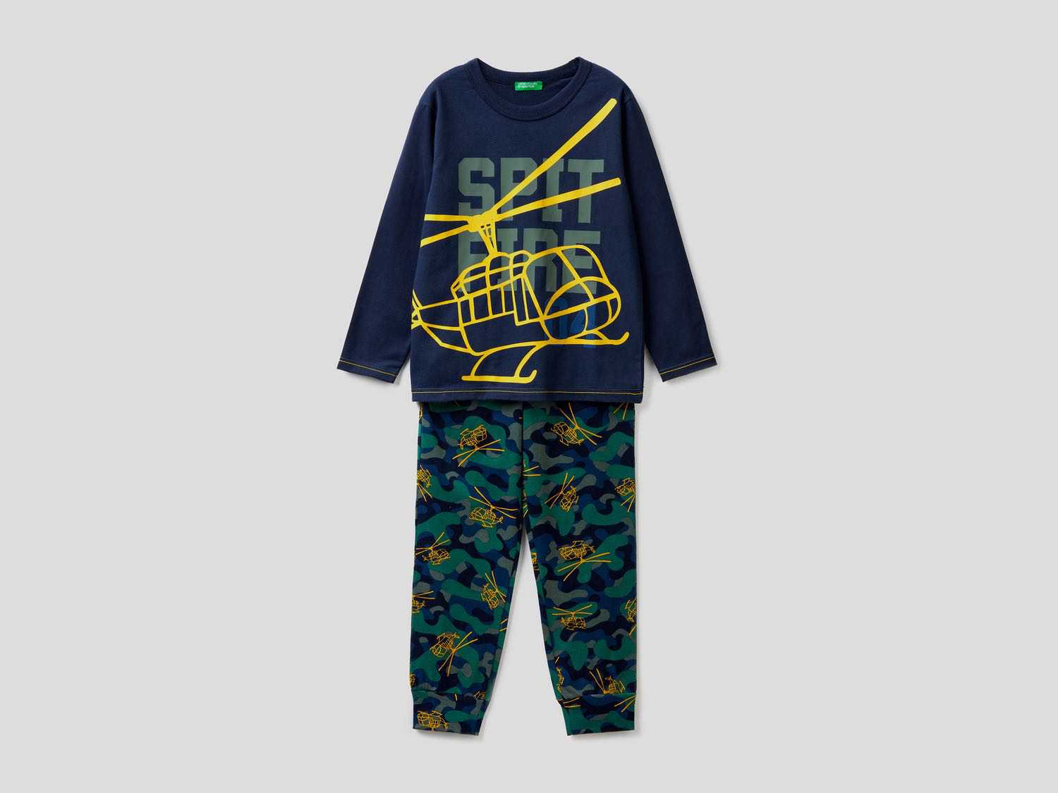 Benetton Erkek Çocuk Lacivert Desenli Pijama Takımı. 1