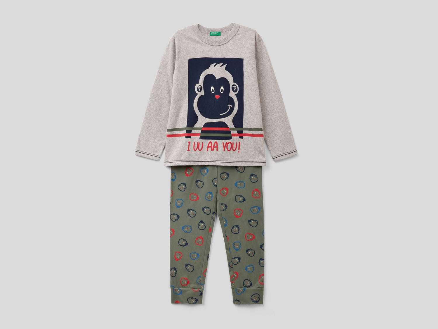 Benetton Erkek Çocuk Gri Melanj Desenli Pijama Takımı. 1 Benetton Erkek Çocuk Gri Melanj Desenli Pijama Takımı. 1