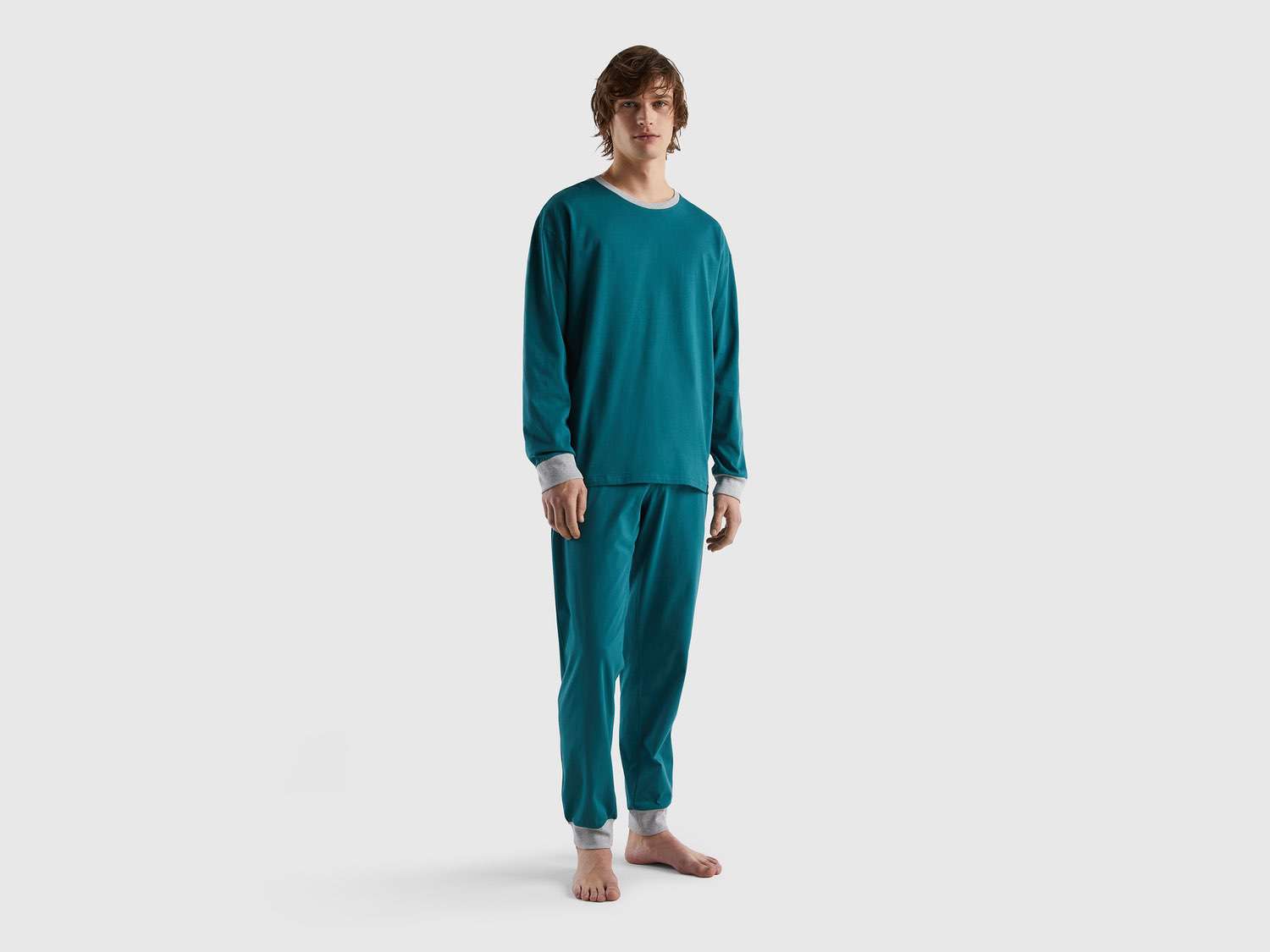 Benetton Erkek Koyu Yeşil Basic Pamuklu Pijama Takımı. 1 Benetton Erkek Koyu Yeşil Basic Pamuklu Pijama Takımı. 1