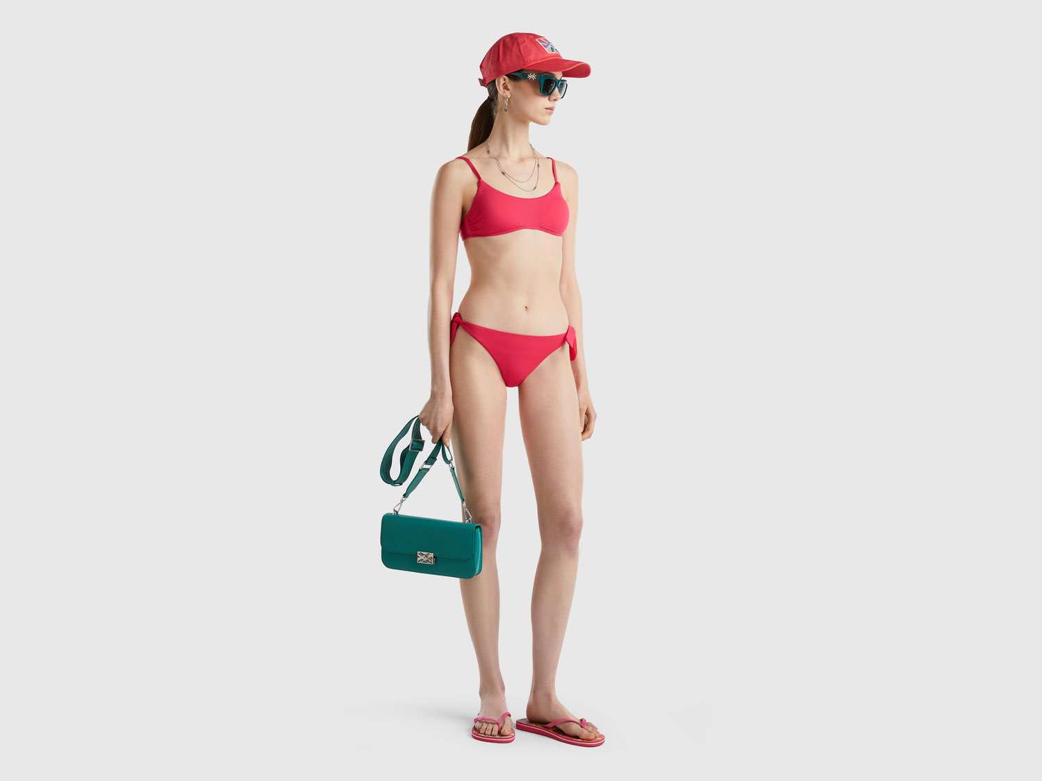 Benetton Kadın Neon Pembe Yandan Bağlamalı Mayo Bikini Alt. 1