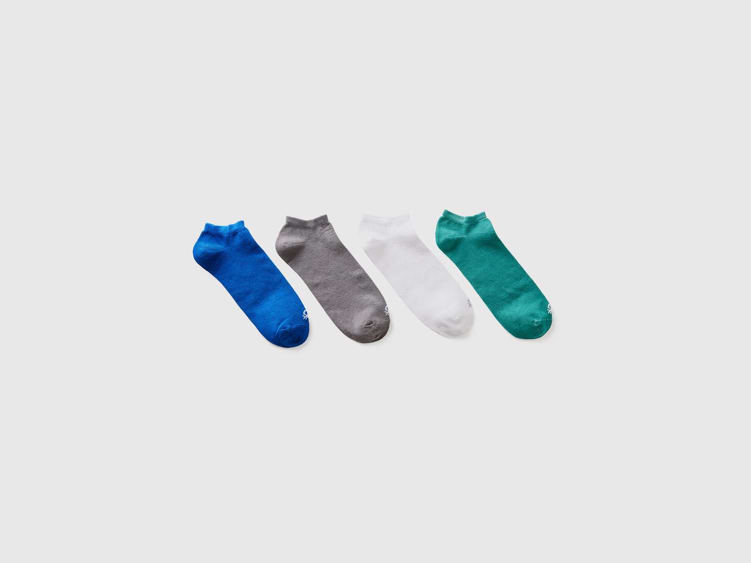 Benetton Unisex Mix 4lü Logolu Düz Patik Çorap. 1