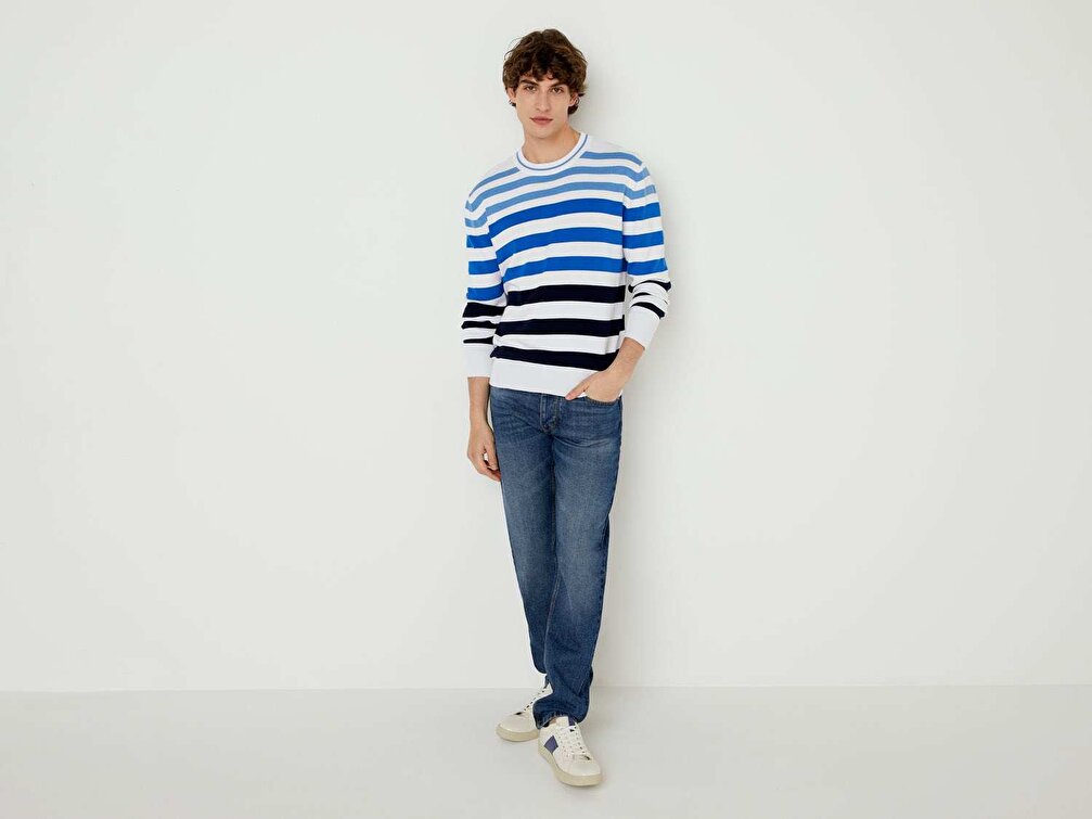 Benetton Erkek Koyu Denim Regular Straight Fit Denim