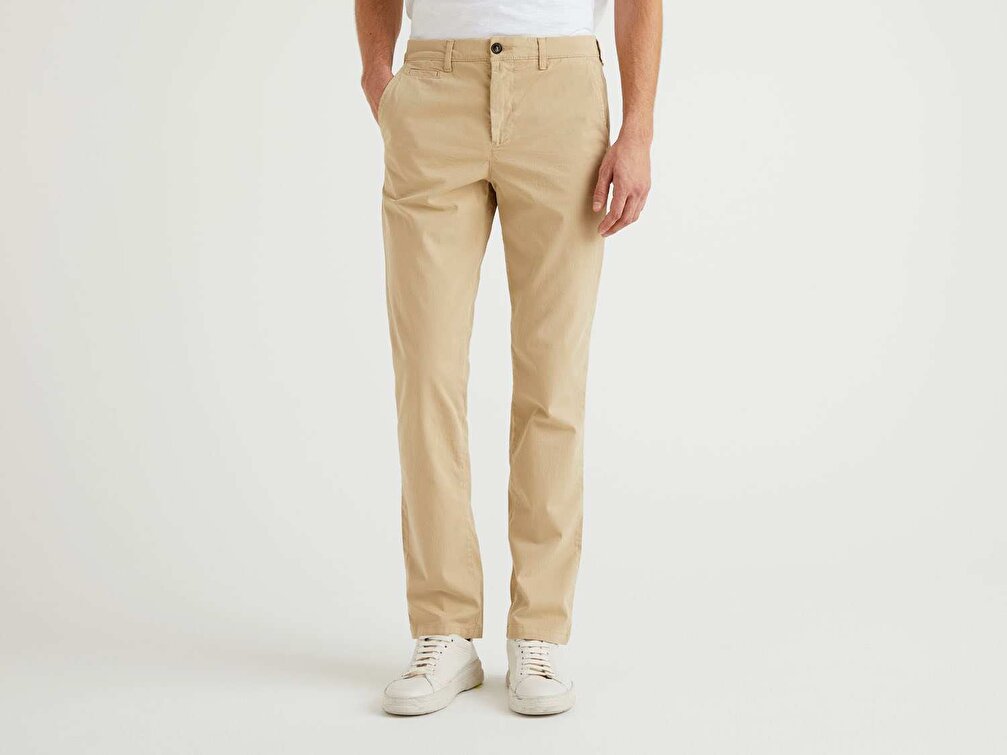 Benetton Erkek Taş Slim Fit Chino