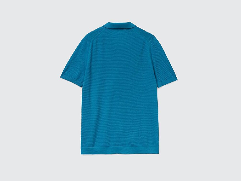 Benetton Erkek Bondi Mavisi Polo Yaka Triko T-Shirt