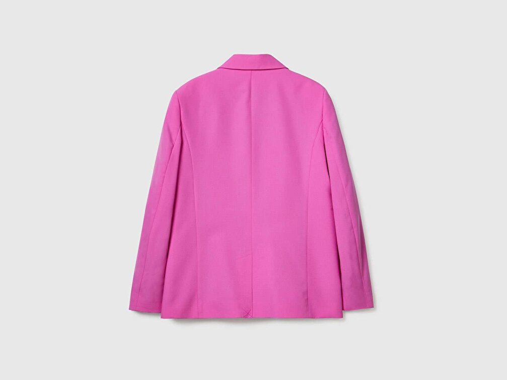Benetton Kadın Ametist Regular Fit Tek Düğmeli Blazer Ceket