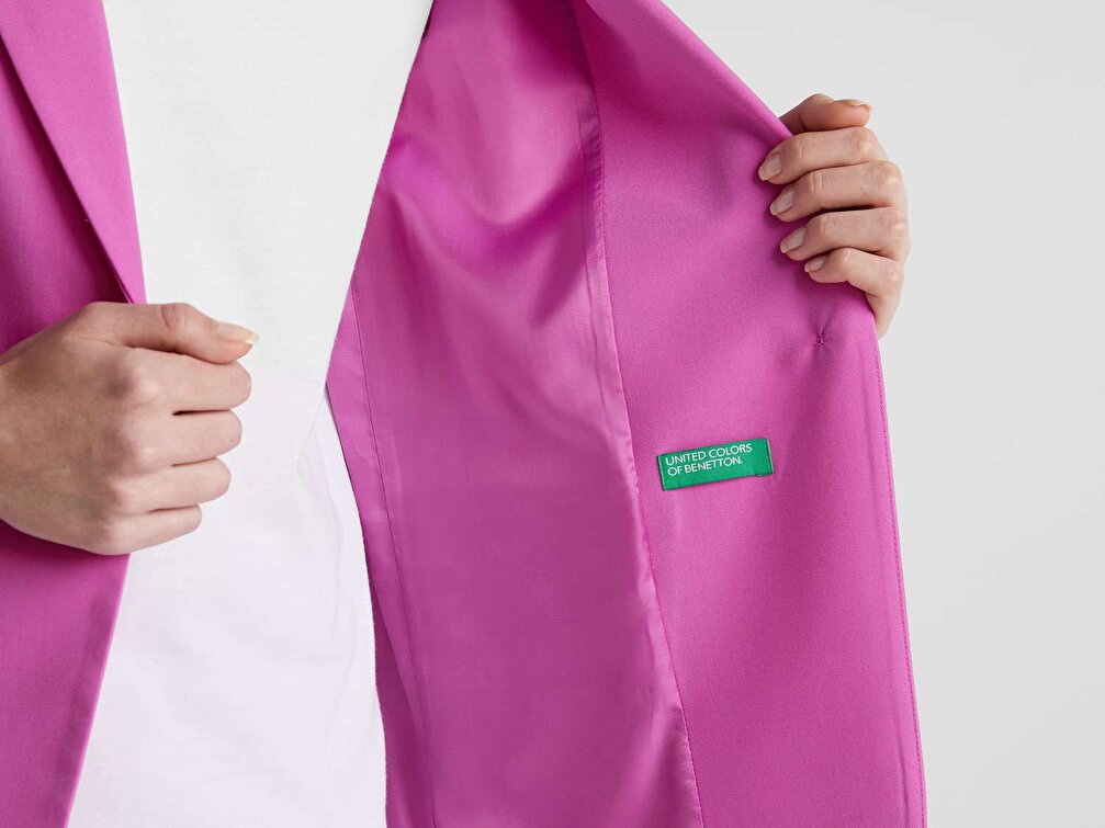 Benetton Kadın Ametist Regular Fit Tek Düğmeli Blazer Ceket