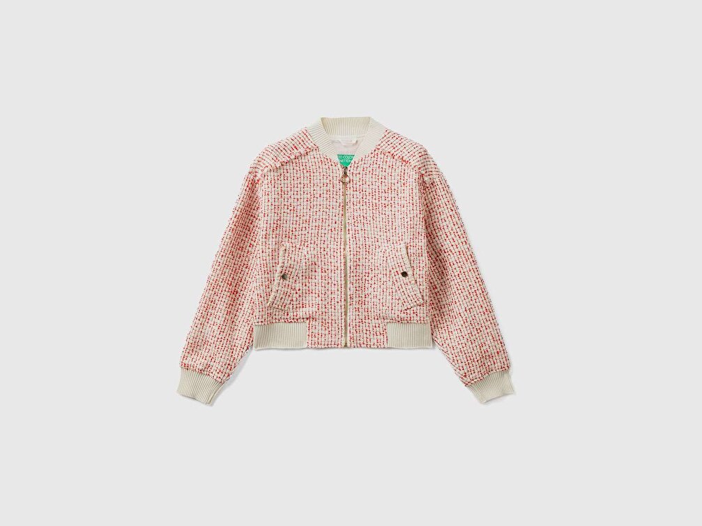 Benetton Kadın Pembe Tüvit Bomber Ceket