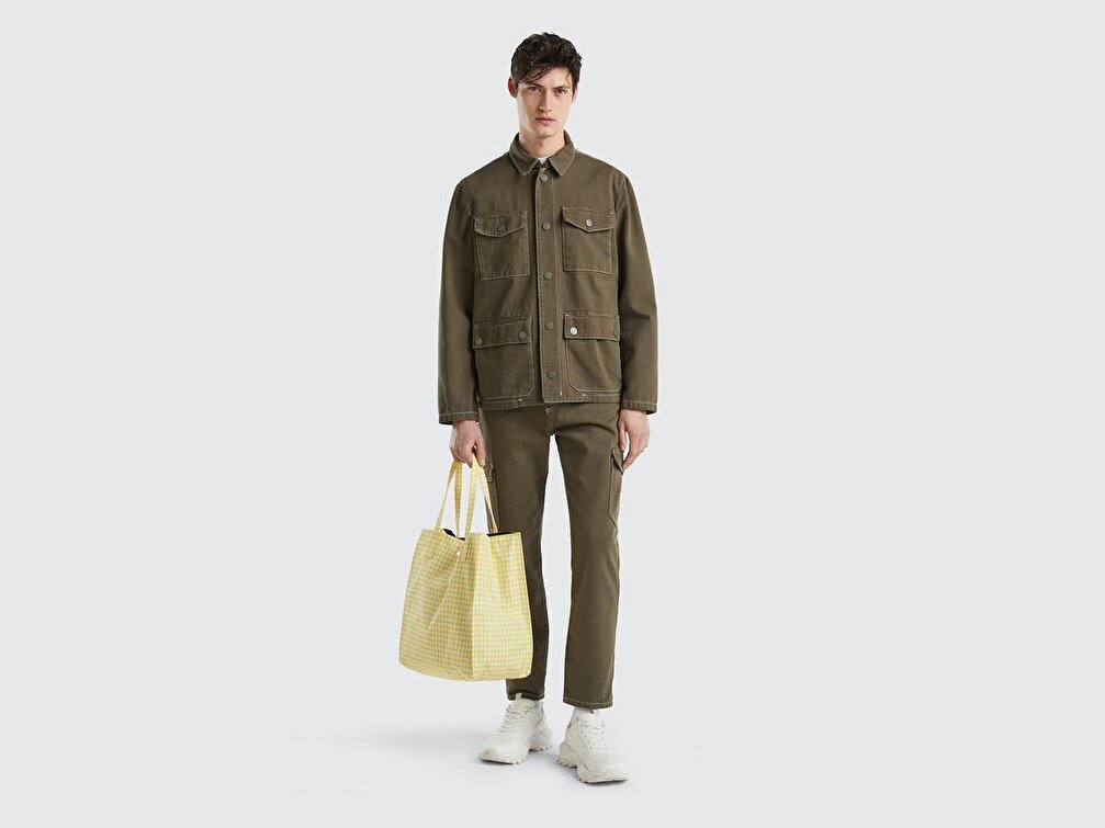Benetton Erkek Haki 4 Cepli Denim Ceket