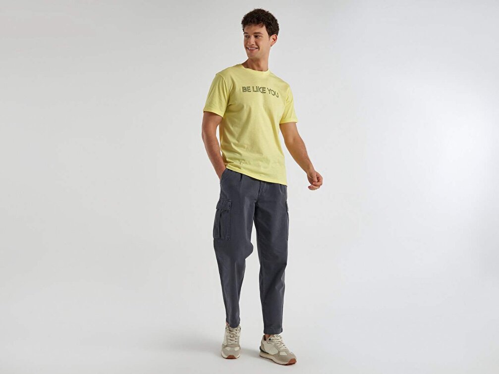 Benetton Erkek Sarı Be Slogan Basklı T-Shirt