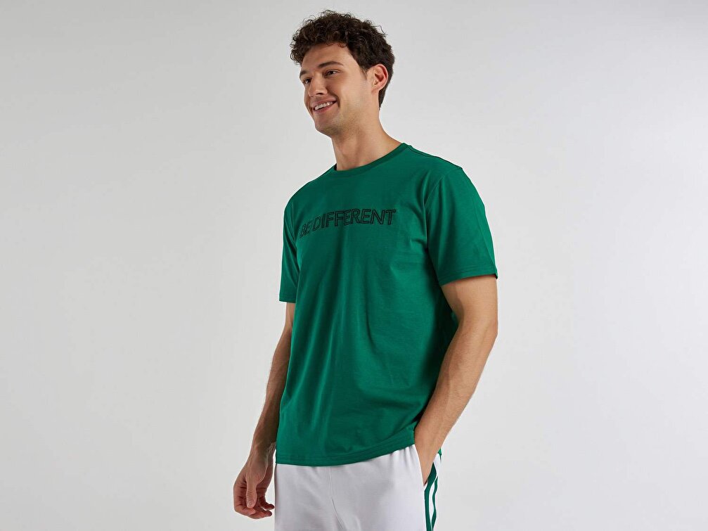 Benetton Erkek Ördek Başı Be Slogan Basklı T-Shirt