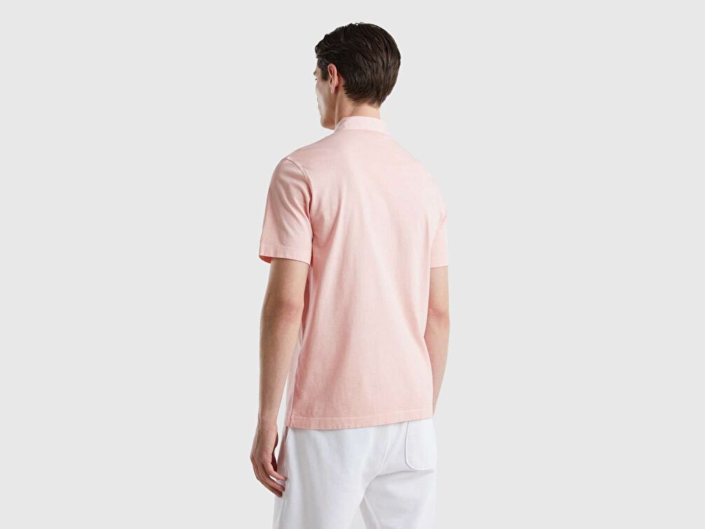 Benetton Erkek Somon Yıkama Efektli Polo T-Shirt