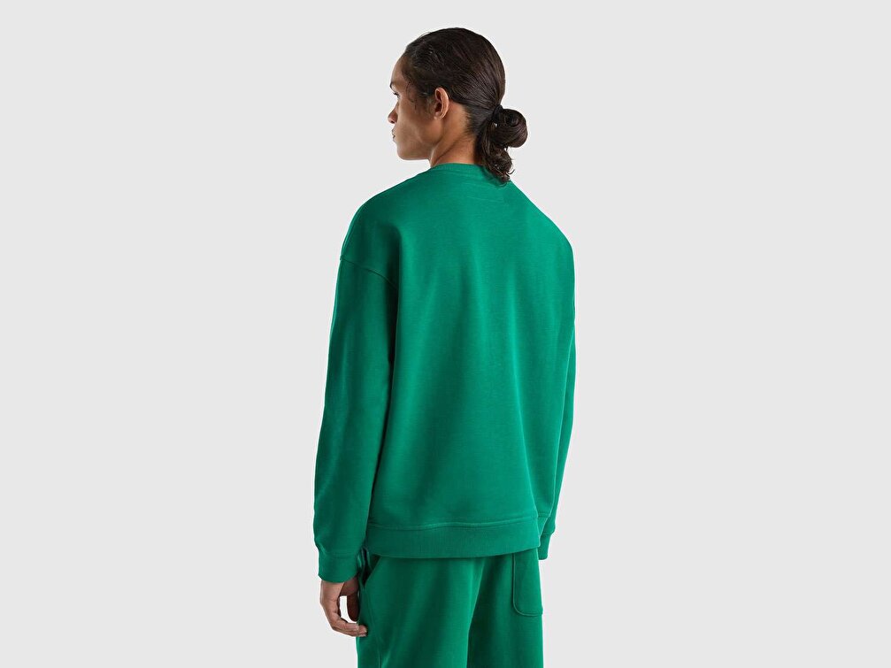 Benetton Erkek Lacivert Mix Logo Baskılı Sweatshirt