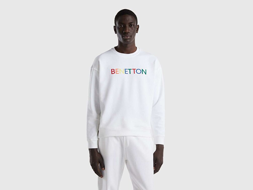 Benetton Erkek Mix Logo Baskılı Sweatshirt