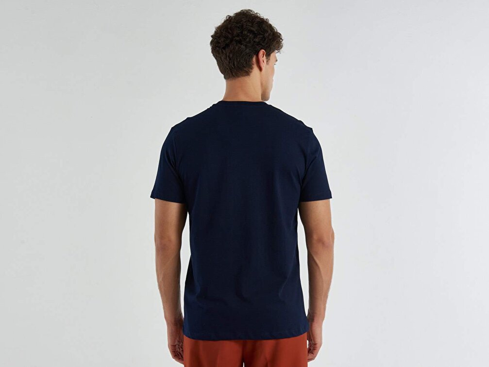 Benetton Erkek Lacivert Tematik Baskılı %100 Koton T-Shirt