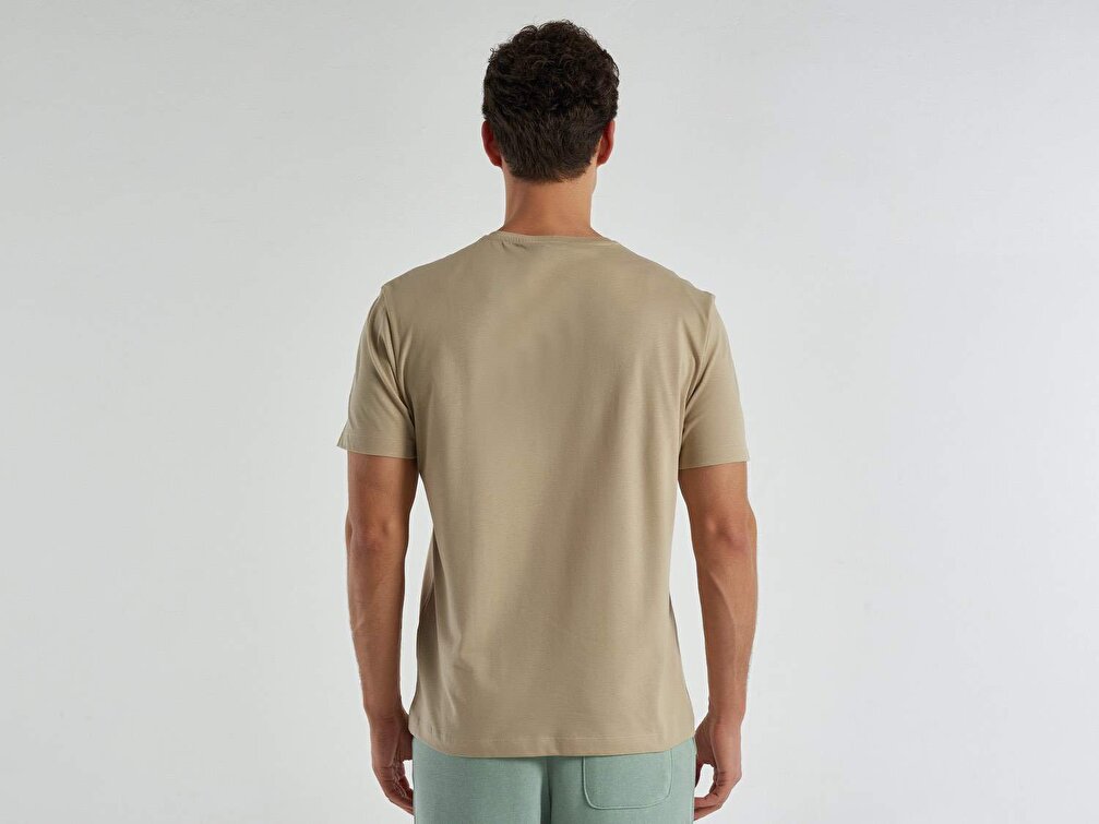 Benetton Erkek Ekru Be 65 Baskılı T-Shirt