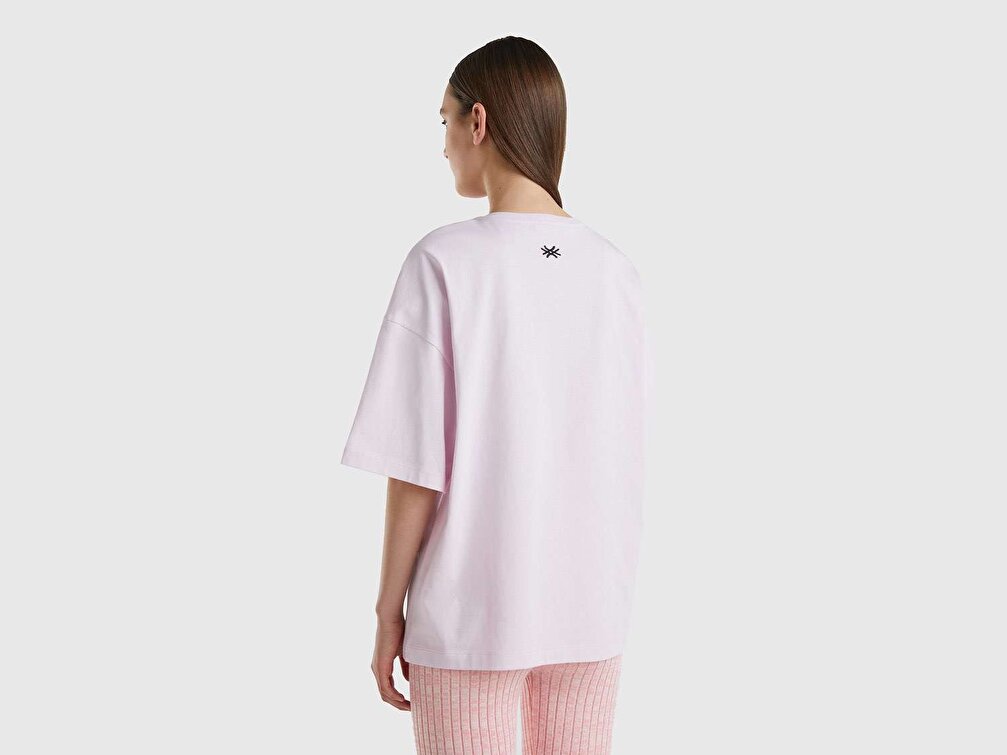 Benetton Unisex Gül Kurusu Hayvan Baskılı T-Shirt