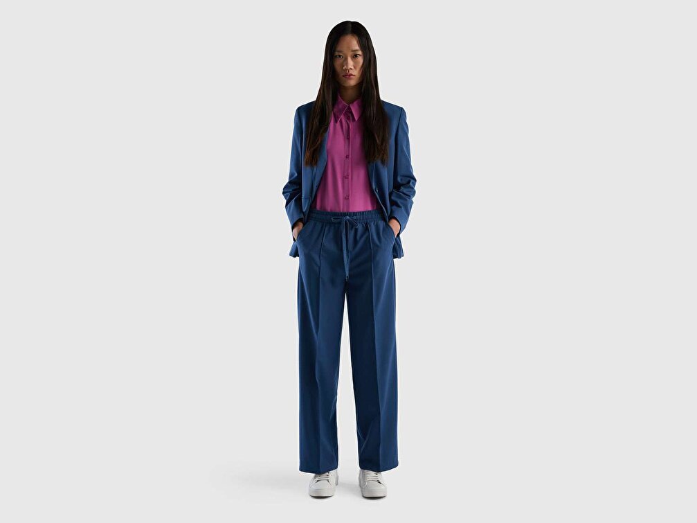 Benetton Kadın Antrasit Jogger Fit Beli Lastikli Pantolon