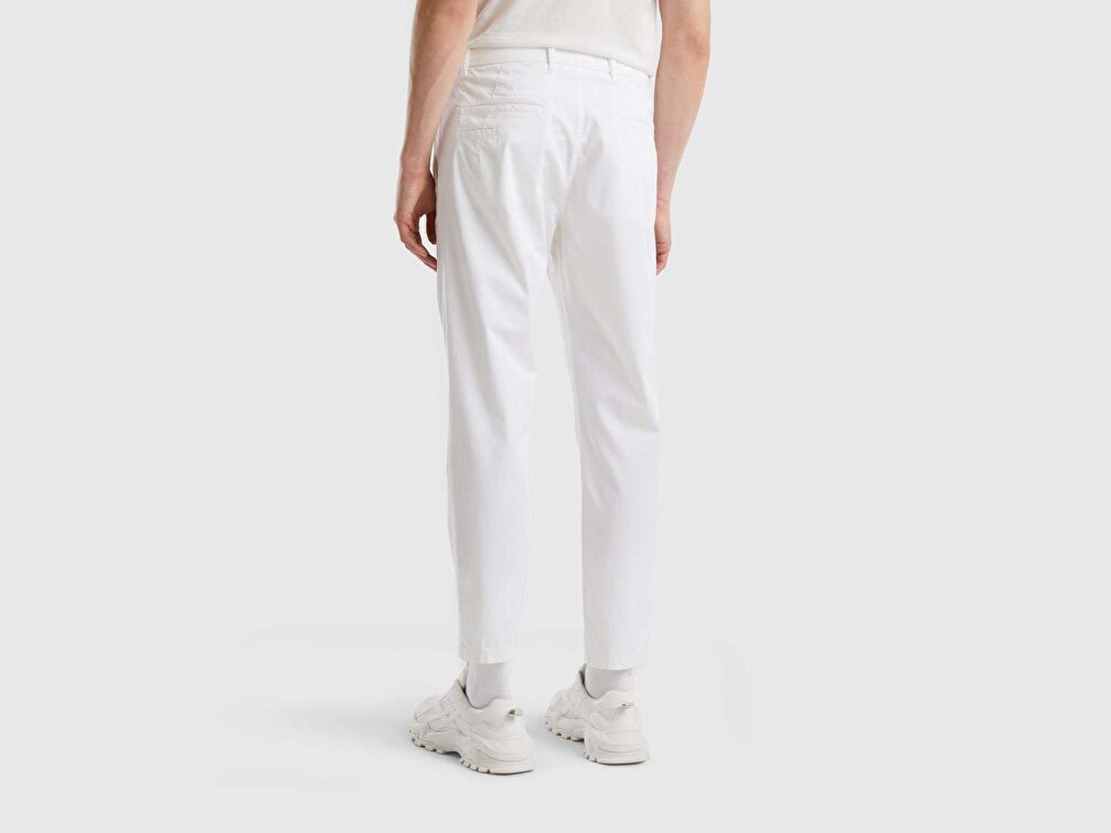 Benetton Erkek Beyaz Regular Chino Pantolon