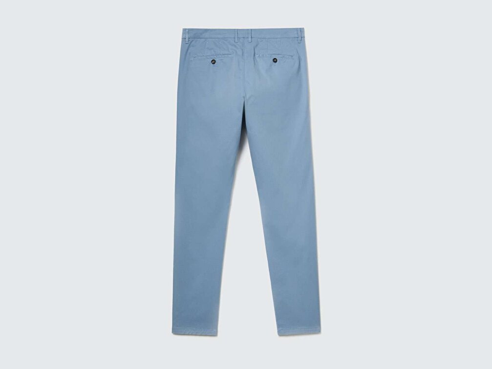 Benetton Erkek Havacı Mavi Slim Fit Chino