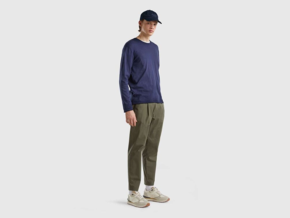 Benetton Erkek Haki Beli İpli Chino Pantolon