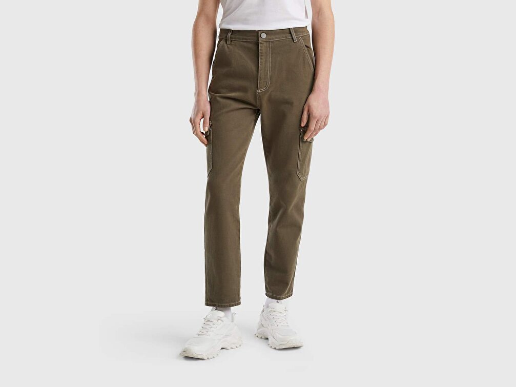 Benetton Erkek Haki Kargo Pantolon