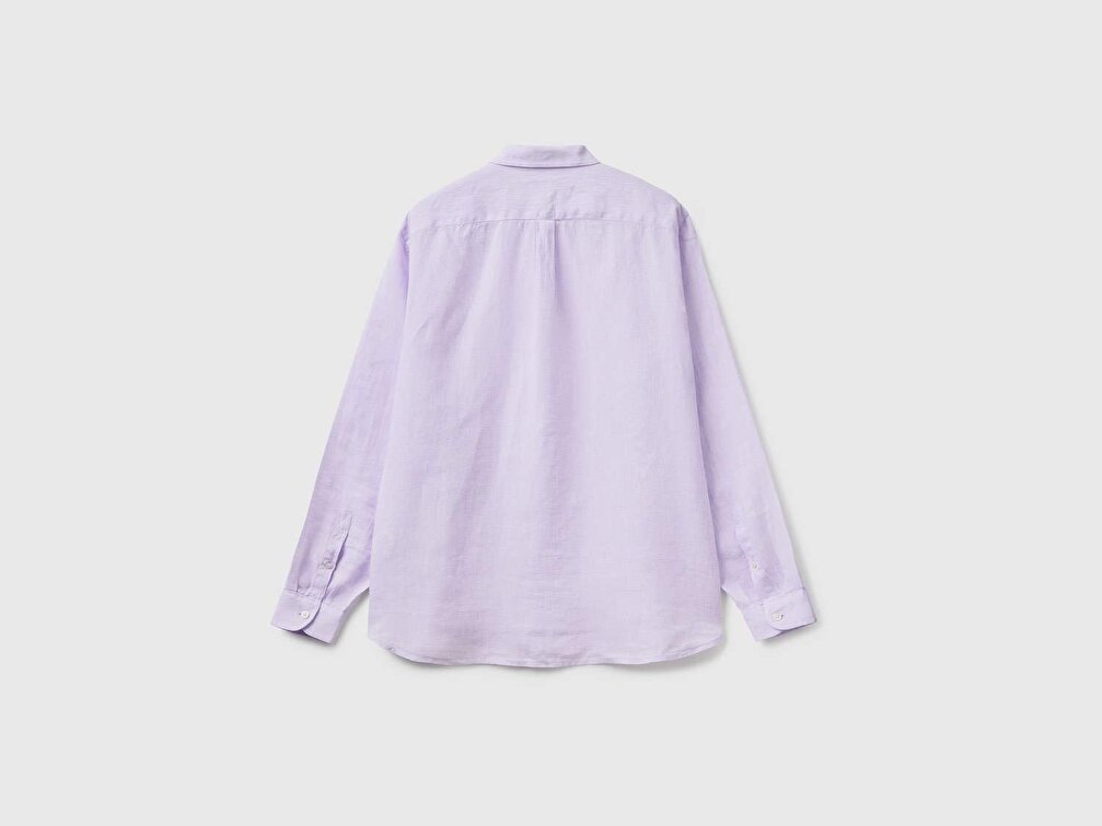 Benetton Erkek Pembe Keten Gömlek