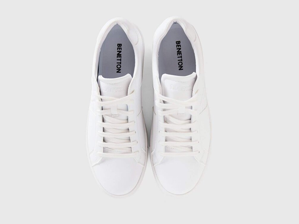 Benetton Unisex Beyaz Yarım Logolu Sneaker