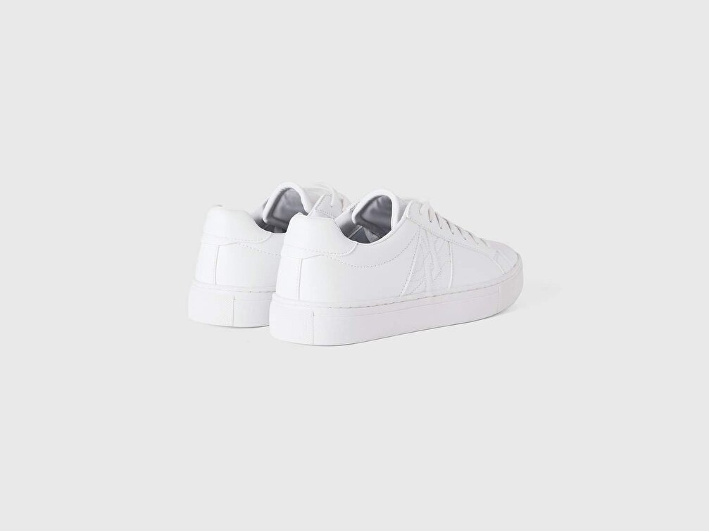 Benetton Unisex Beyaz Yarım Logolu Sneaker
